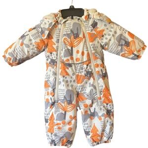 Lassie Infant Snowsuit Bunting Forest Animal Print Orange Grey Size 68 6-9M